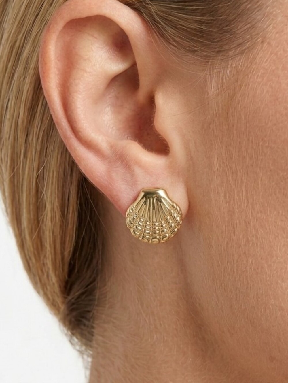Gold Shell Stud Earrings Preppy Summer Vacation Feminine Retro Leightweight 80s